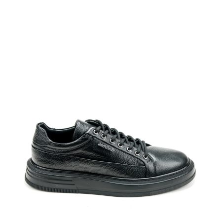 a black shoe with laces